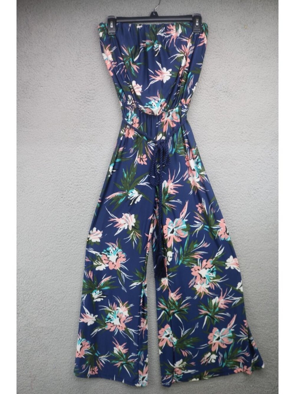Beach Break Strapless Empire Waist‎ Wide Leg Silky Jumpsuit-XS-Whimsigoth-Beachy
